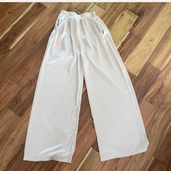 NWT Oh My Love OML london satin wide leg natural pant 6 - Picture 2 of 7